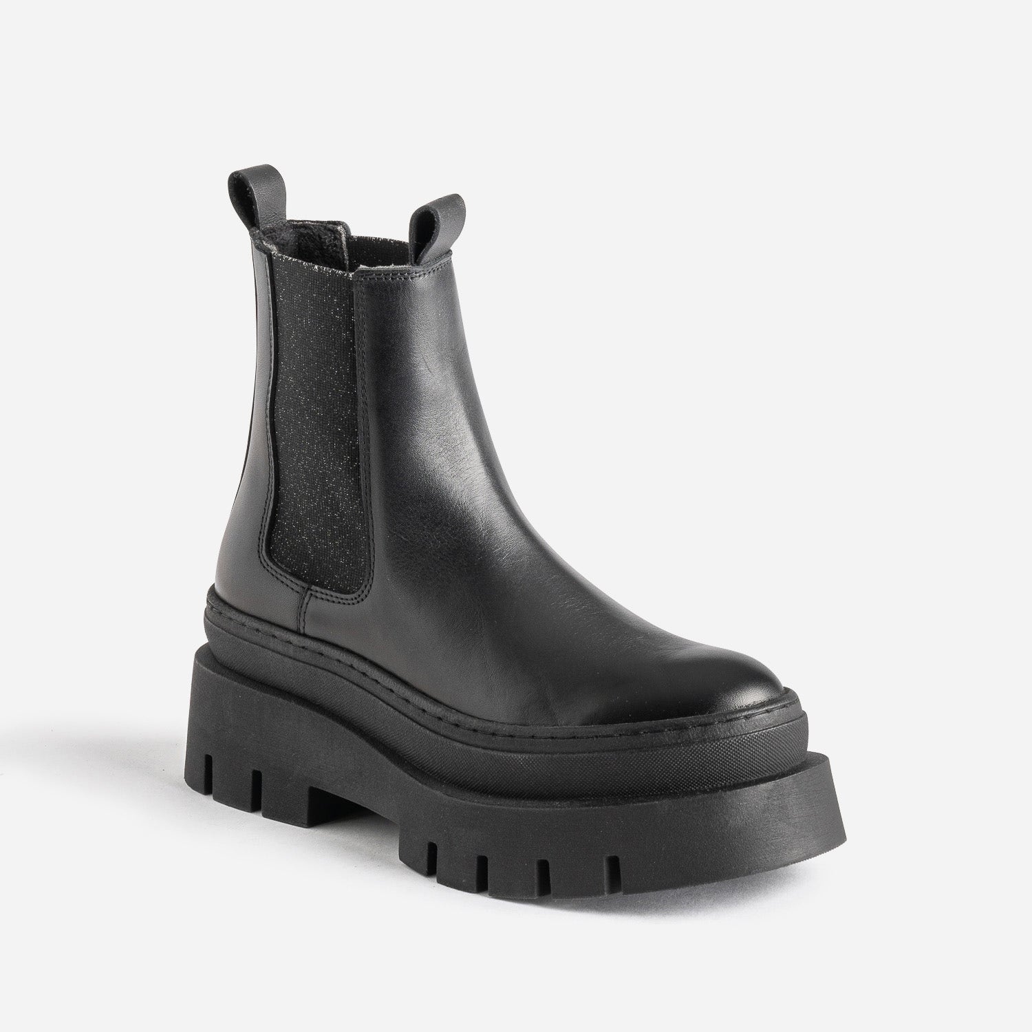 Chelsea boots TEXTO noir cuir éco-conçu maxi crans