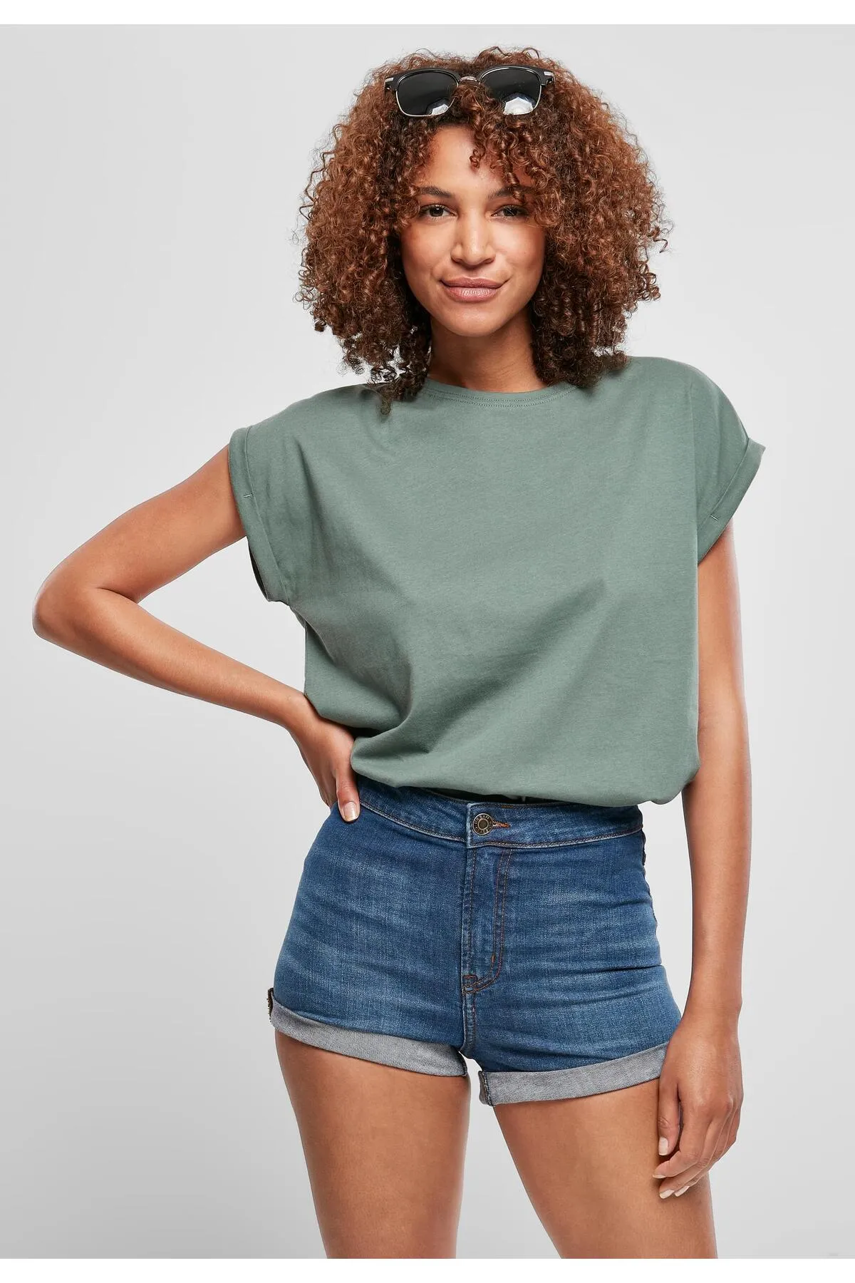 Urban Classics  Damen T-Shirt mit verlängerter Schulterpartie für Damen