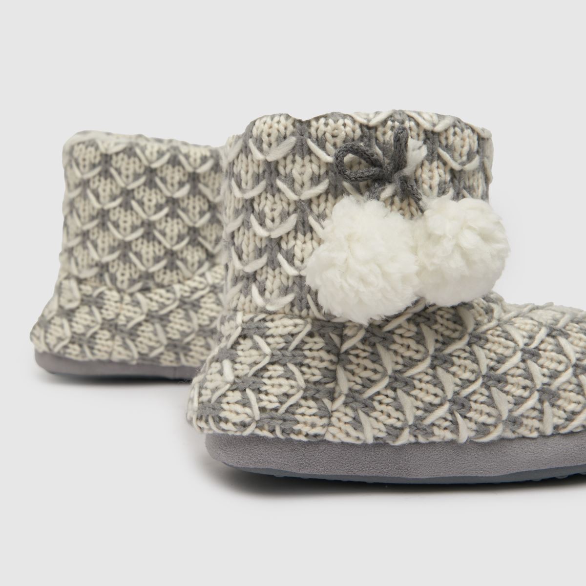 Schuh Harley stickade tofflor i vitt och grått