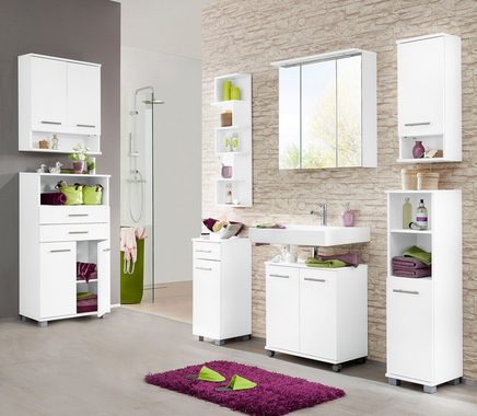 Schildmeyer Badmöbel-Set Rhodos, (Set, 5-St), mit Metallgriffen, verstellbare Einlegeböden
