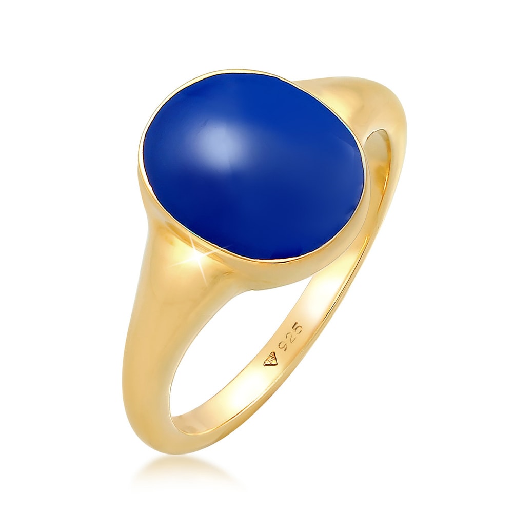 Elli Elli Bague Bague Signet pour Femme Ovale Classique avec Émail en Argent Sterling  Bague