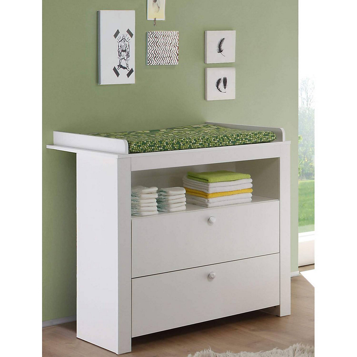 Babyzimmer Kombination 3-tlg. mit Wickeltisch OLBIA-19 in Weiß