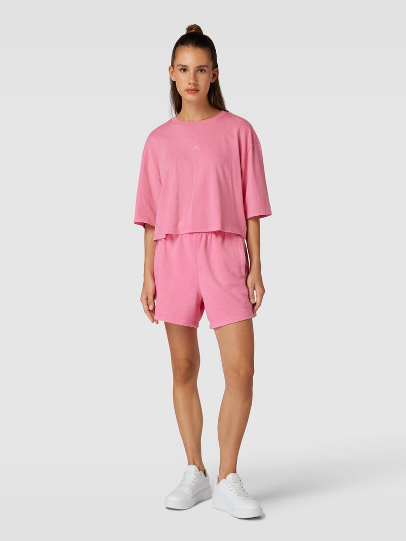Cropped T-Shirt in melierter Optik in pink