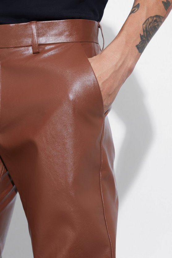 Slim-Fit PU-Schlaghose