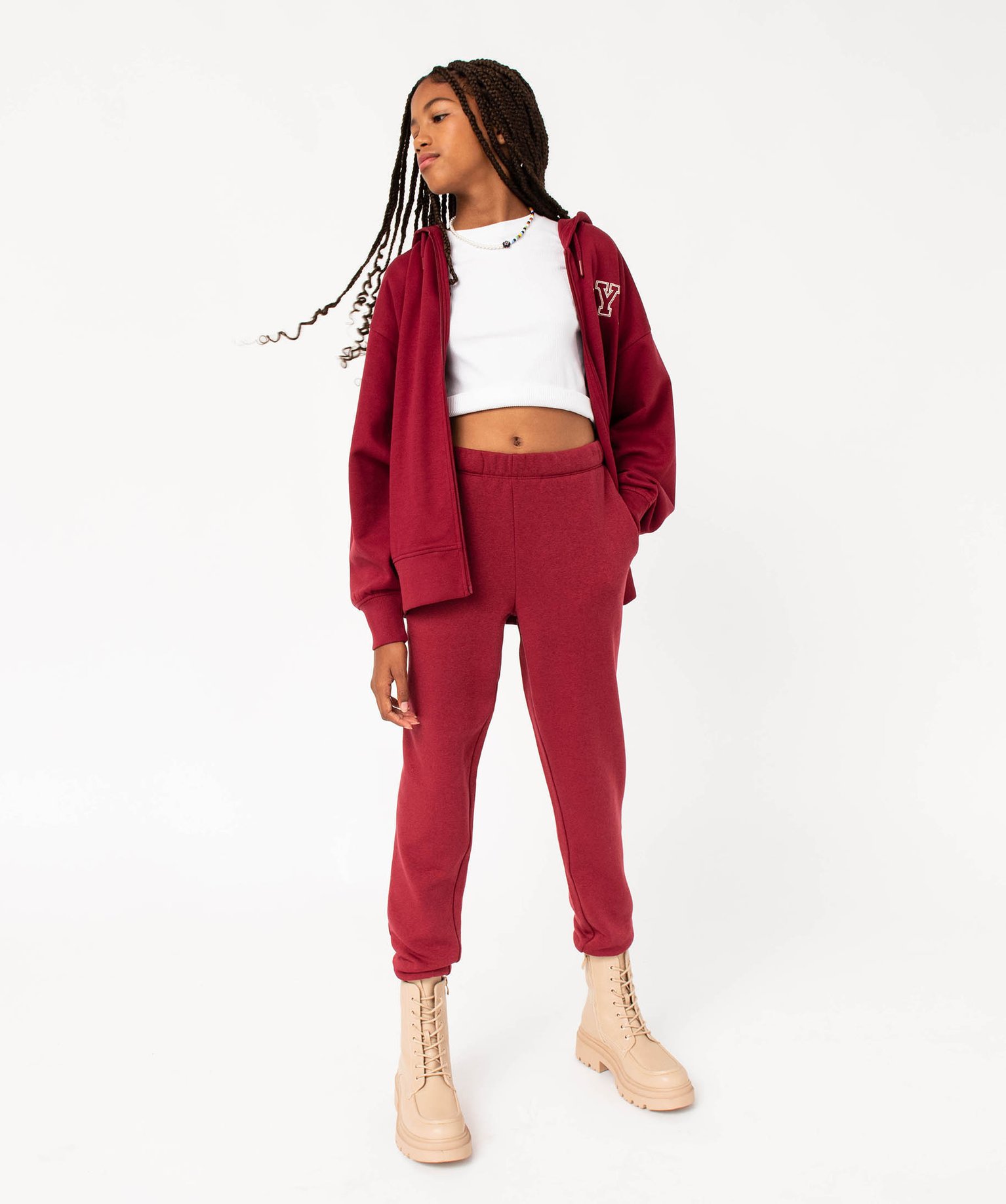 Pantalon de jogging molletonné fille rouge fonce | GEMO