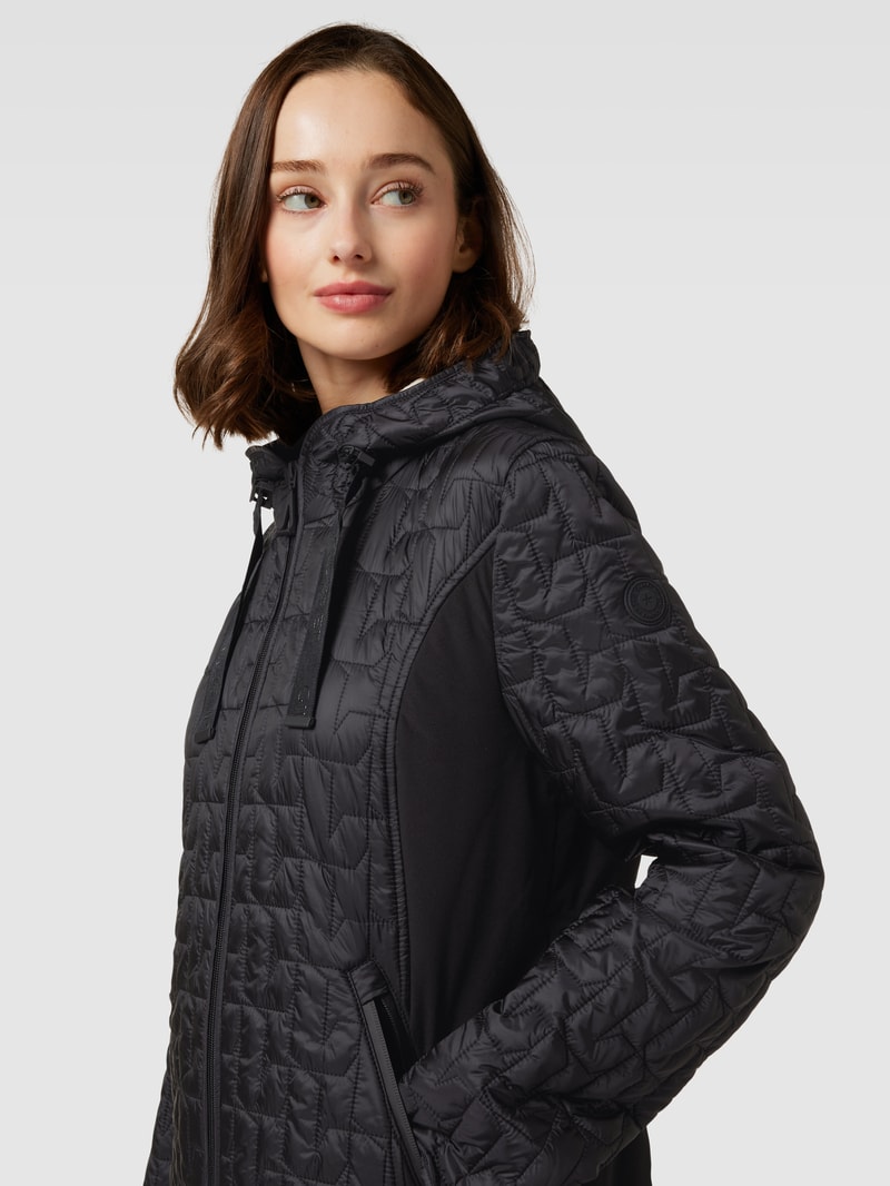 Steppmantel mit Kapuze in schwarz