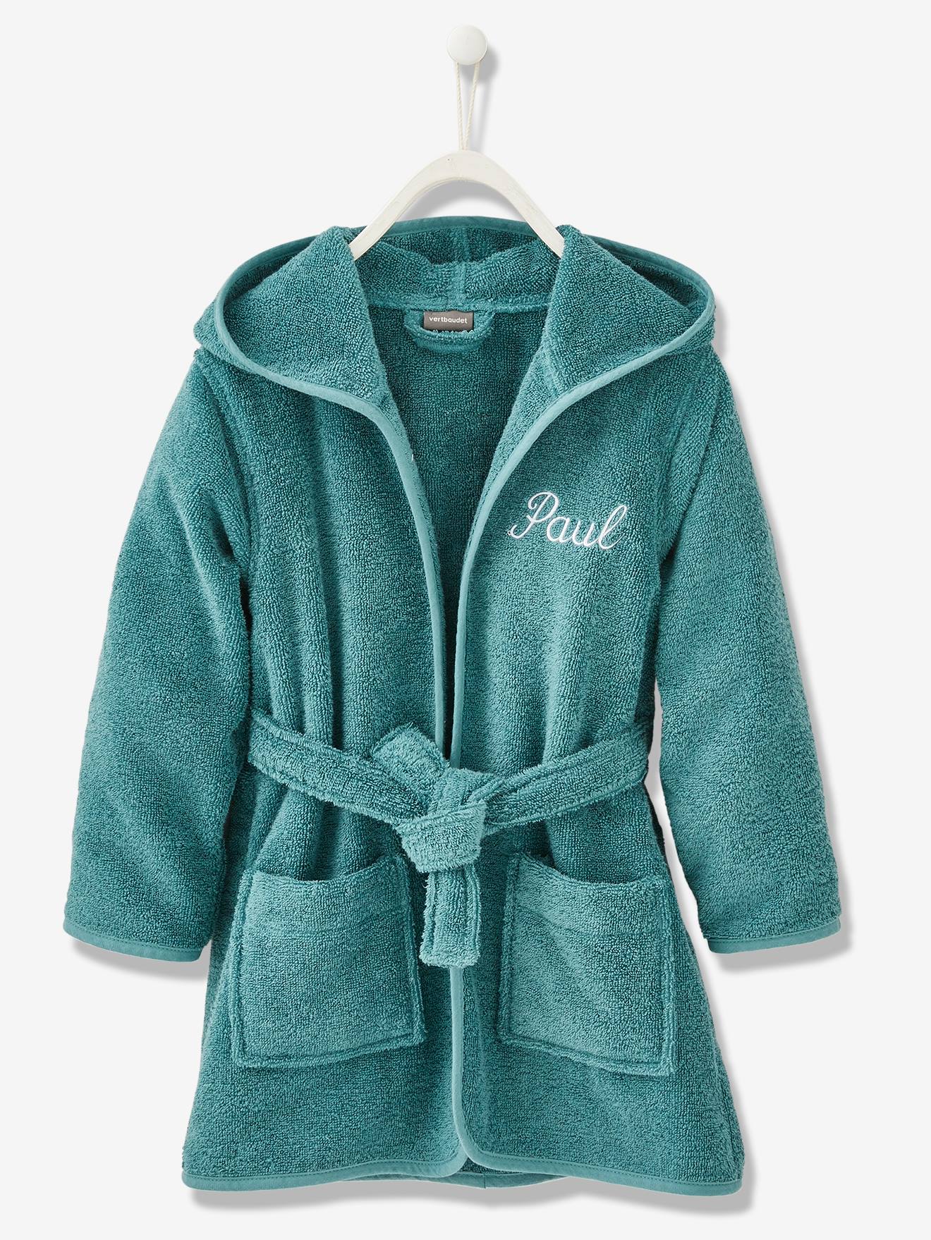 Peignoir de bain enfant à capuche vieux rose