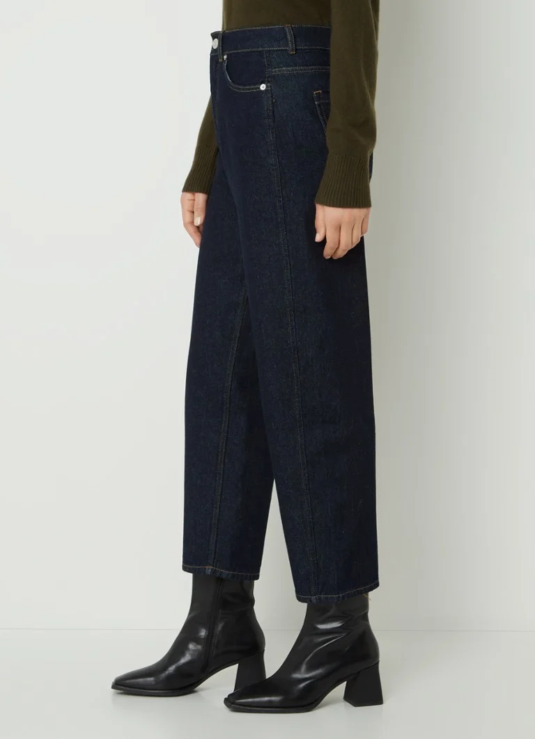 Calça jeans cropped de cintura alta e modelagem afunilada Whistles Barrel com lavagem escura.