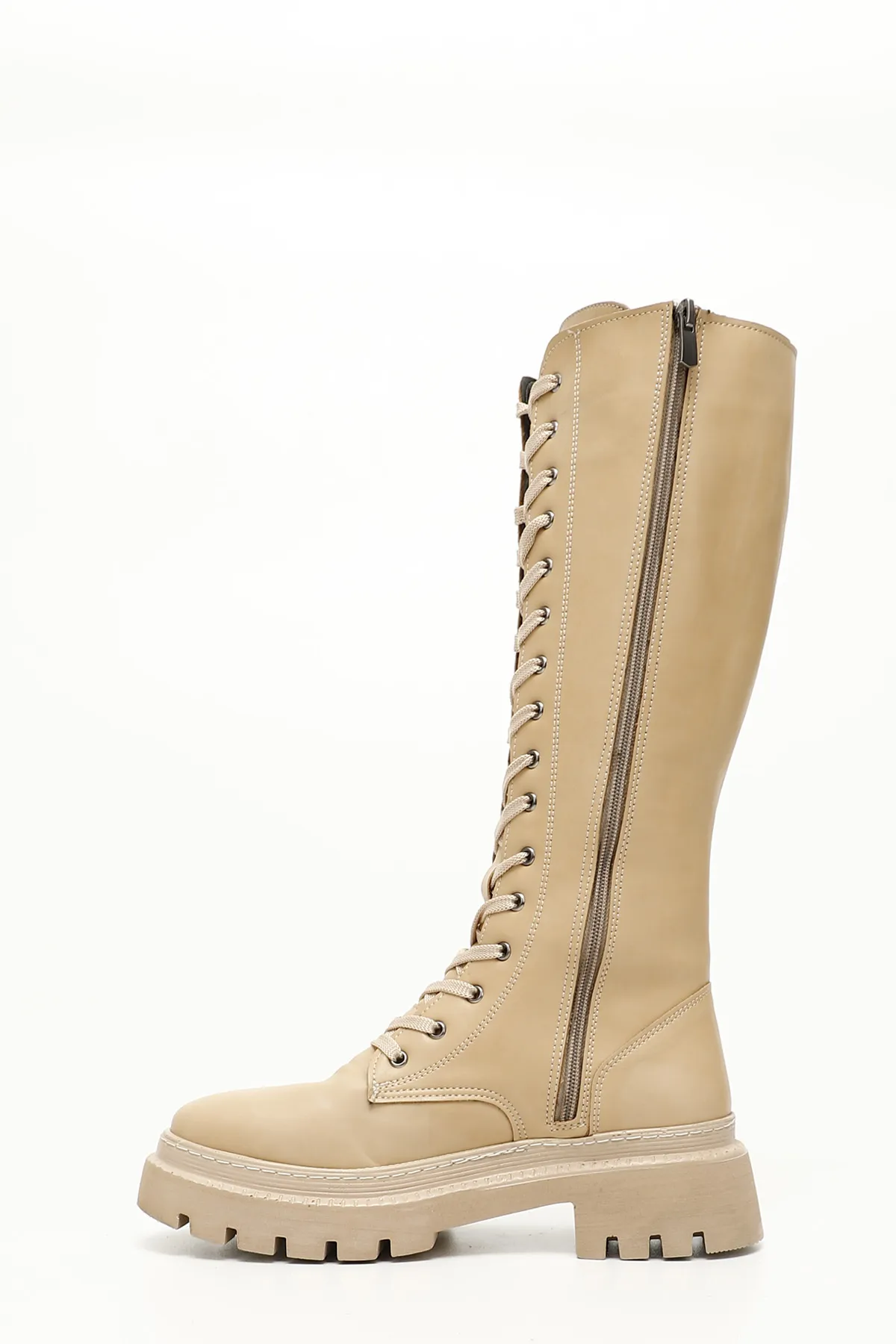 GÖNDERİ(R)  Nackte Damen-Tagesstiefel zum Schnüren mit runder Zehenpartie und Absatz und Reißverschluss 37401