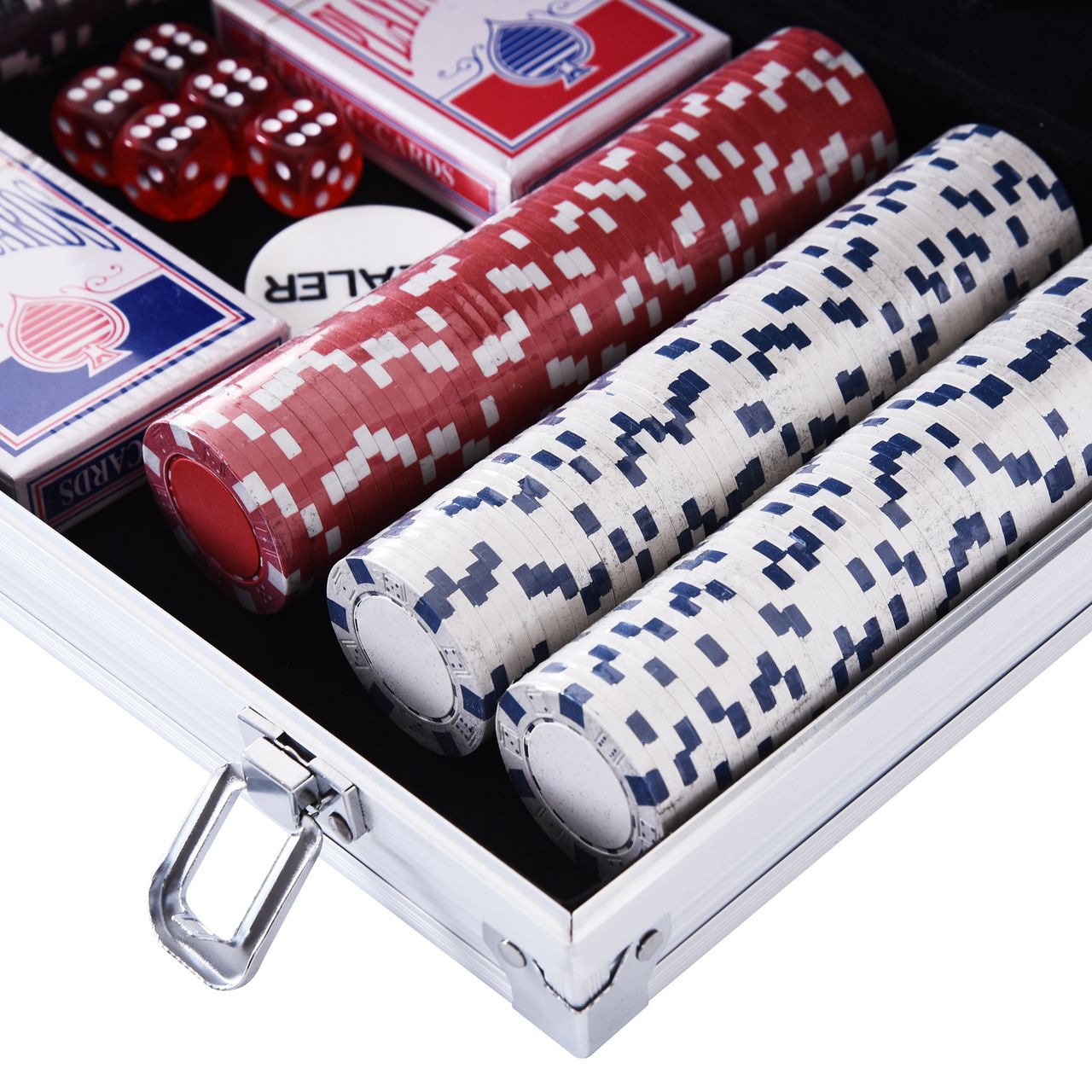 HOMCOM Pokerkoffer Pokerset Poker Set Jetons Koffer 38x20,5x6,5 cm