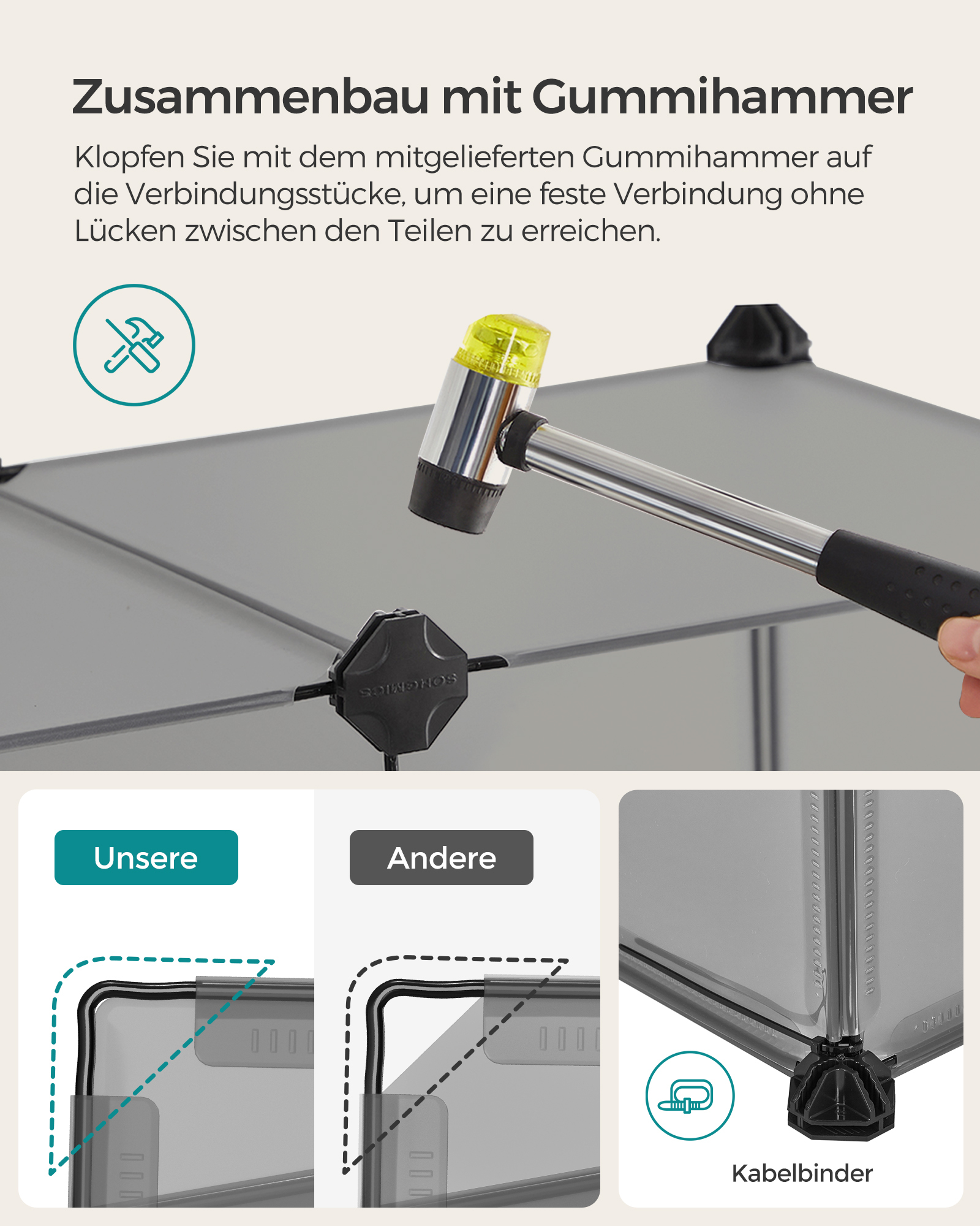 SONGMICS Freigehege SONGMICS L-XL Freigehege mit Bodenplatten grau 1,43 m, 73 cm, 46 cm