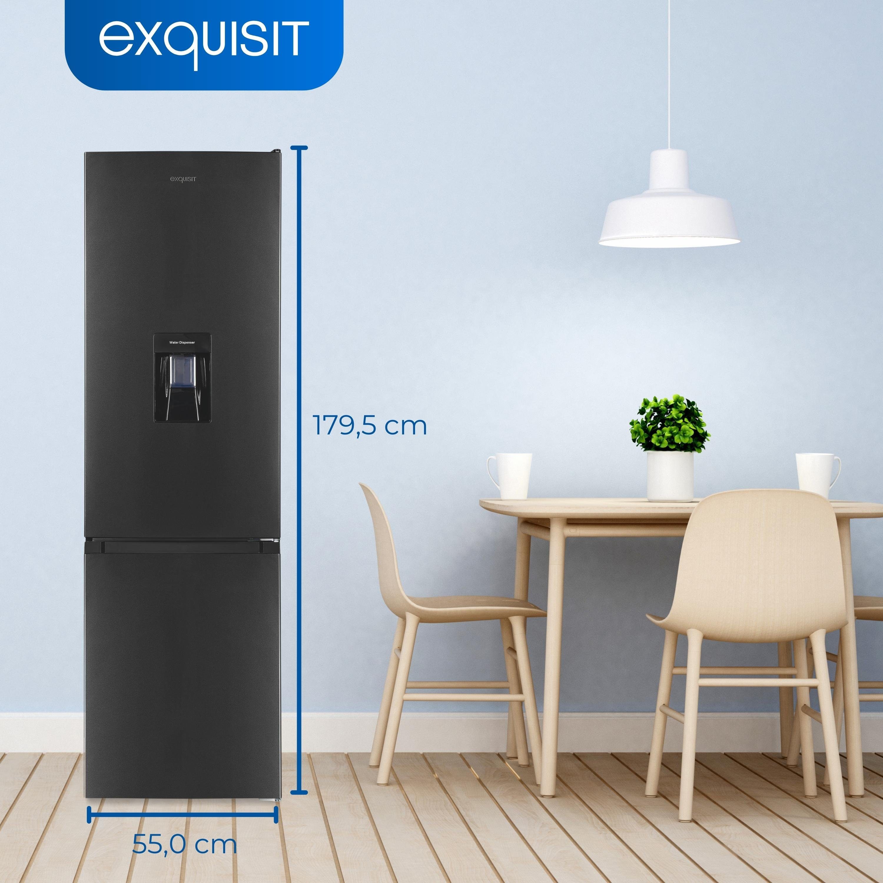 exquisit Kühl-/Gefrierkombination KGC265-70-WS-040E, 260 Liter (189/71)L Nutzinhalt, Wassertank, Wasserspender