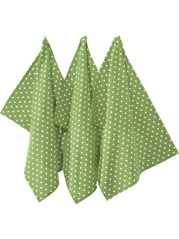REDBEST Baumwolle Geschirrtuch 3er-Pack Orlando in grün günstig kaufen 50 x 70 cm