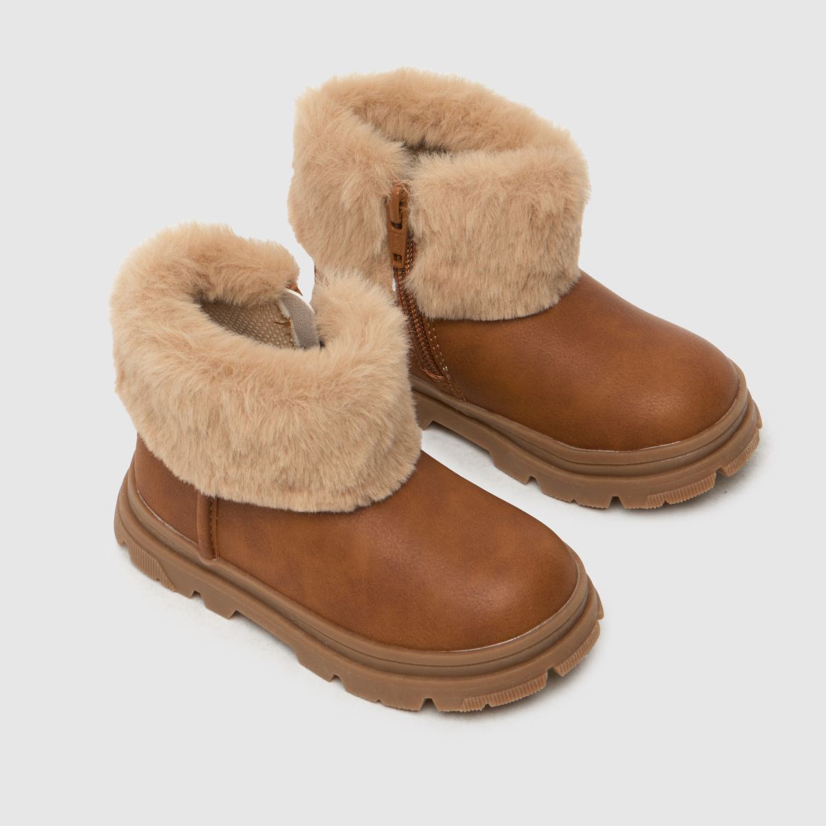 Dívčí batolecí boty schuh s hnědou třešňovou kožešinovou manžetou