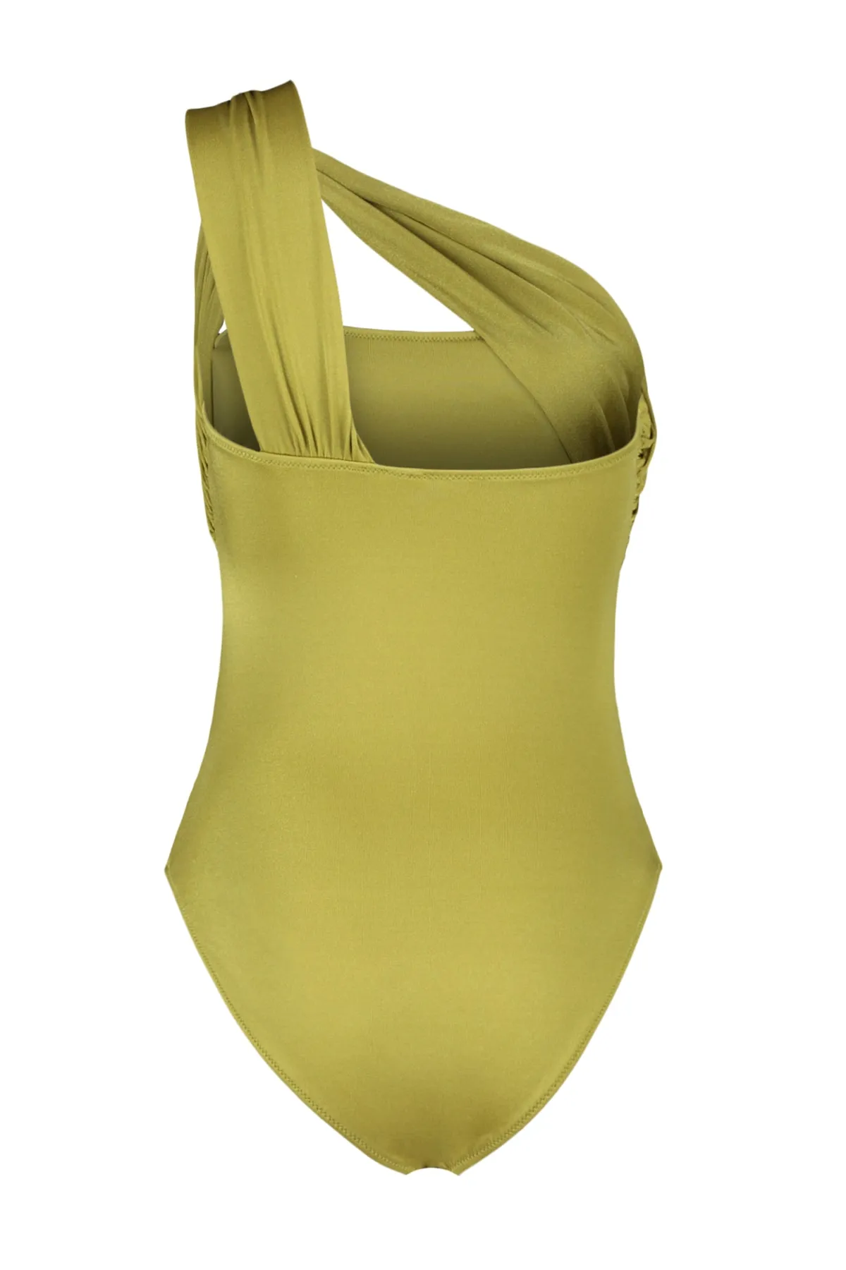Trendyol Collection  Khakifarbener, drapierter Badeanzug mit normalem Bein und einer Schulter TBESS21MA0043