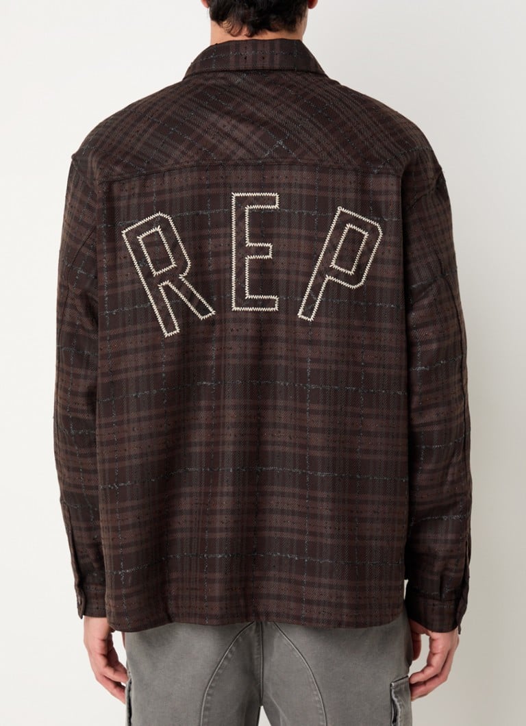 Represent Regular fit -paita ruutukuviolla ja rintataskuilla