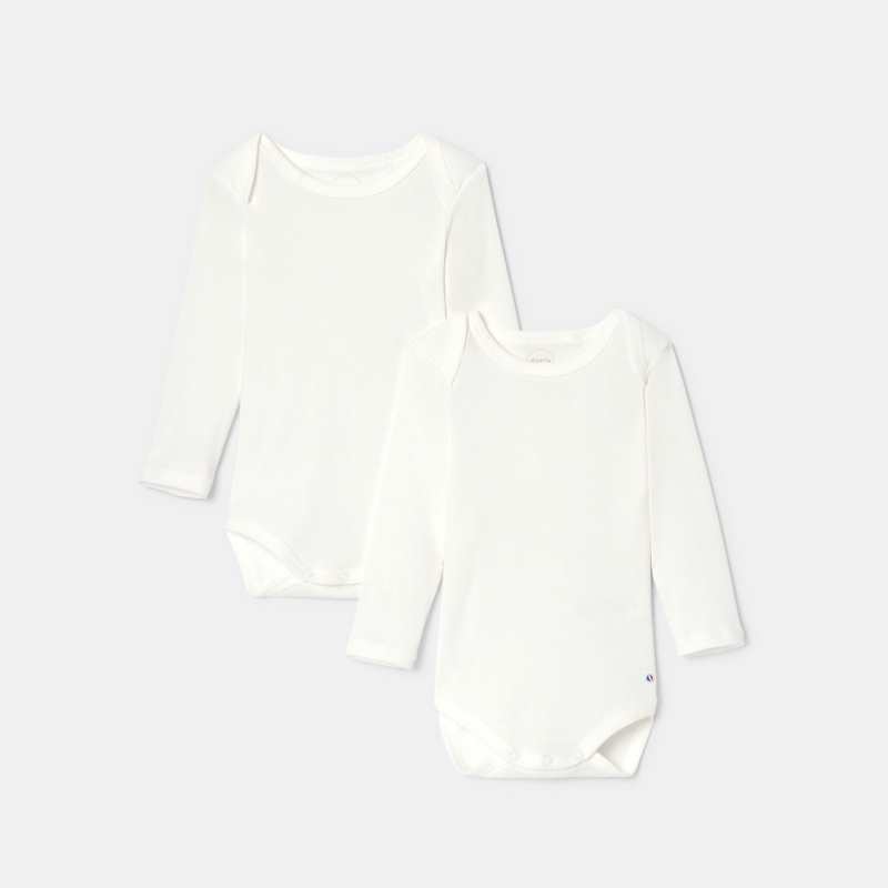 Lot de 2 bodies à manches longues en coton blanc mixte Absorba