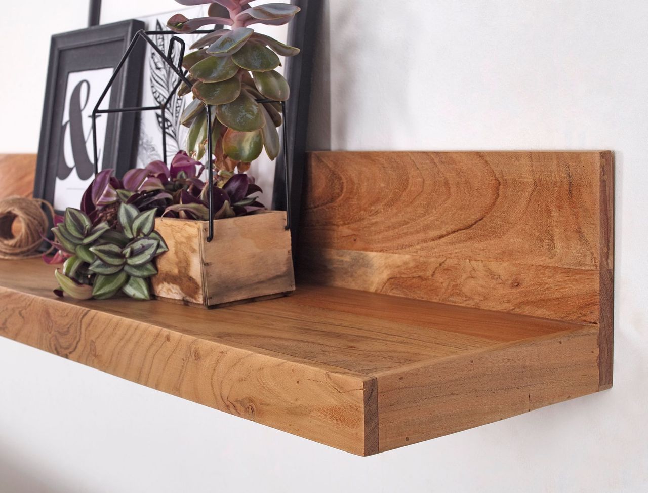 Wohnling Massivholz Wandregal 160 cm Akazie Wandboard