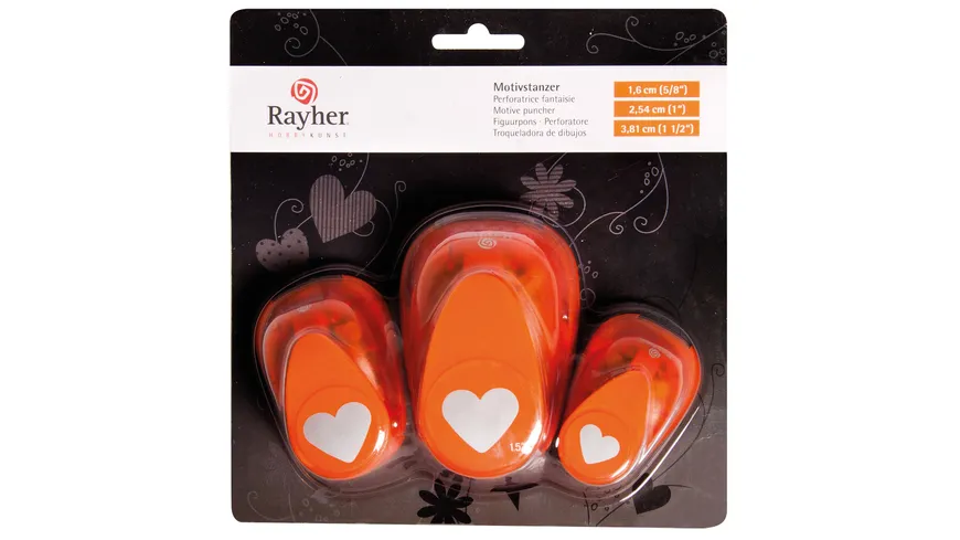 Rayher Motivstanzer Set Herzen 1,6cm+2,54cm+3,81cm 3Stück