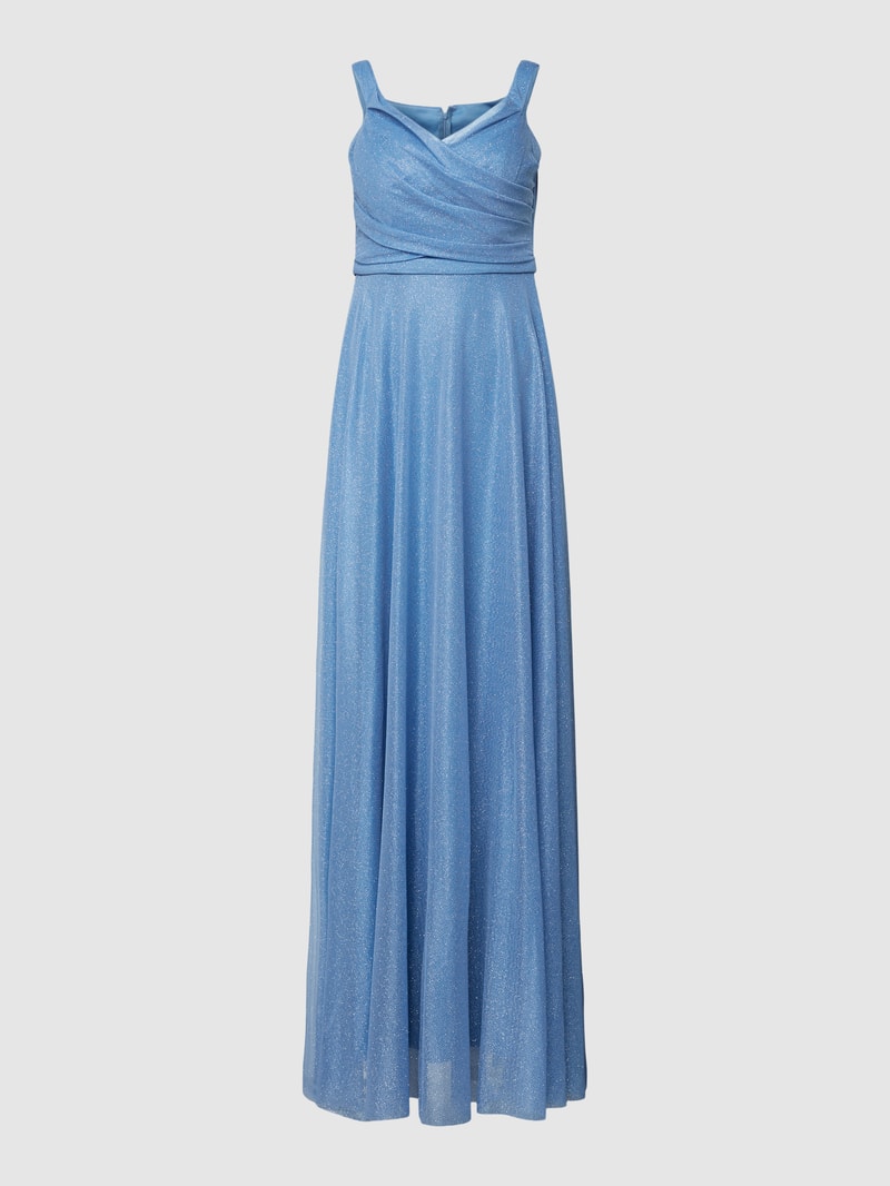 Abendkleid mit V-Ausschnitt in rauchblau