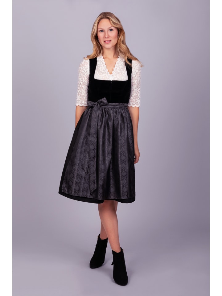 Edelnice Midi Dirndl Evi Samt Schwarz in schwarz günstig kaufen
