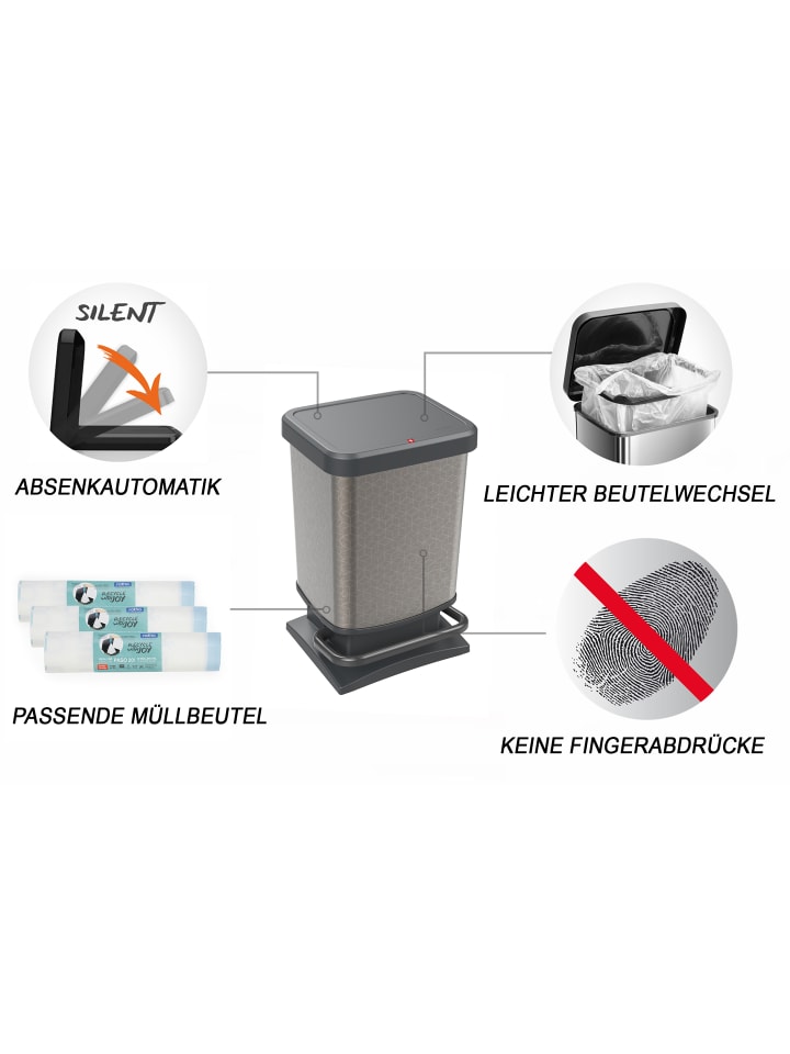 Rotho Paso Mülleimer 20l mit Deckel, Kunststoff (PP) in Hexagon günstig kaufen onesize