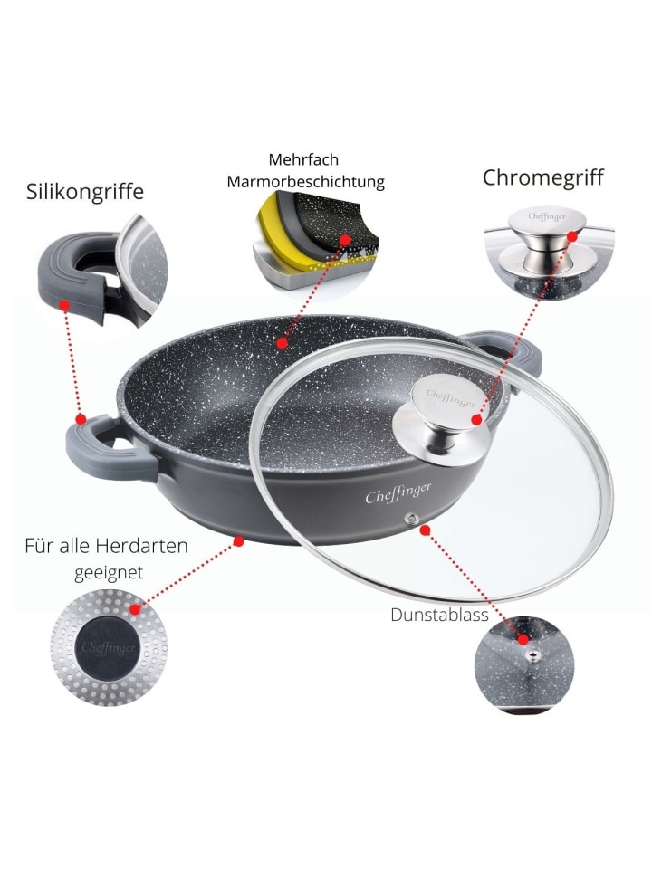 COFI 1453 Aluguss Servierpfanne Ø28cm mit Deckel in Schwarz günstig kaufen
