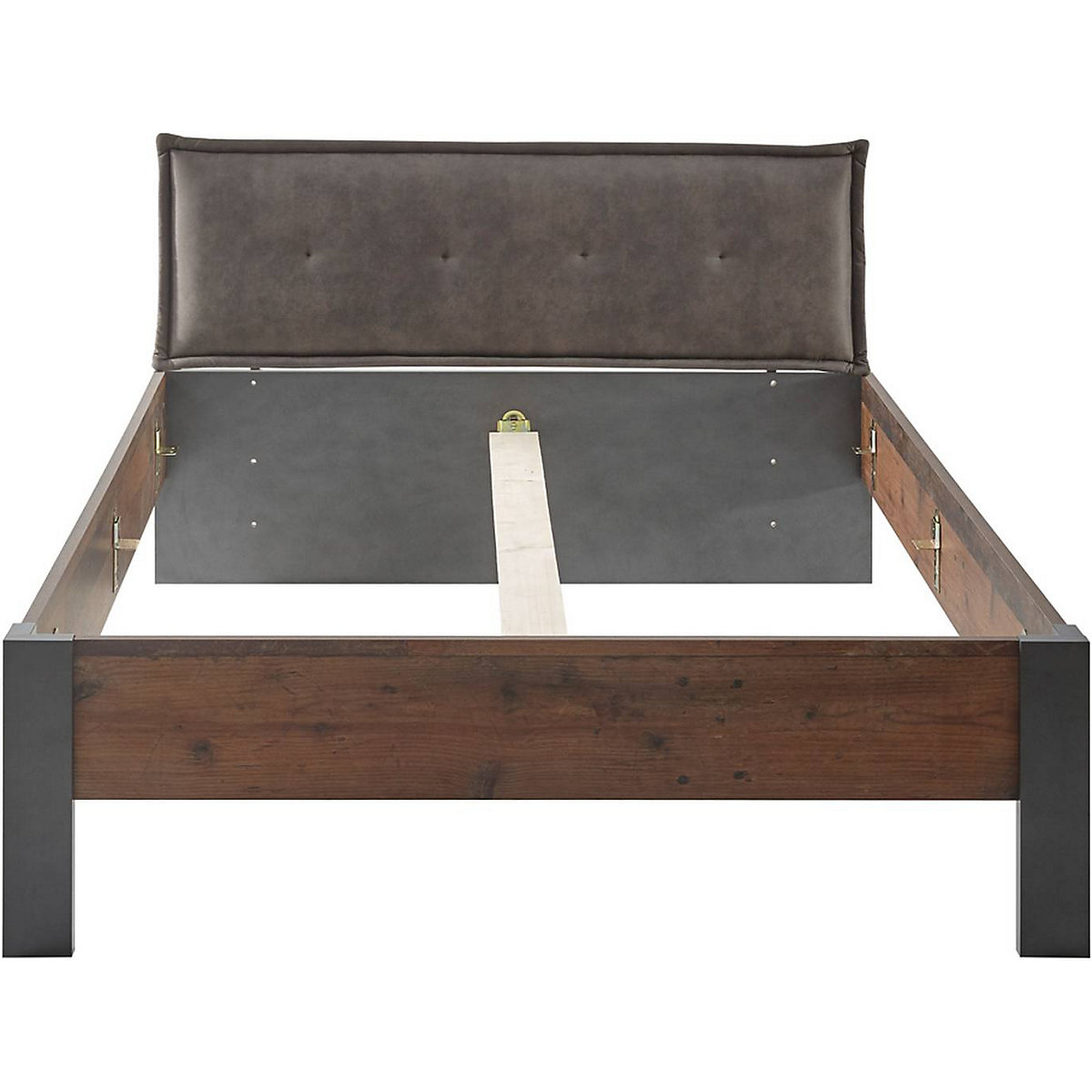 Schlafzimmer Kombi BERLIN-S-61 4-tlg. Liegefläche 140x200 cm, Industrial Stil, in Matera anthrazit/grau mit Old Mix Dekor
