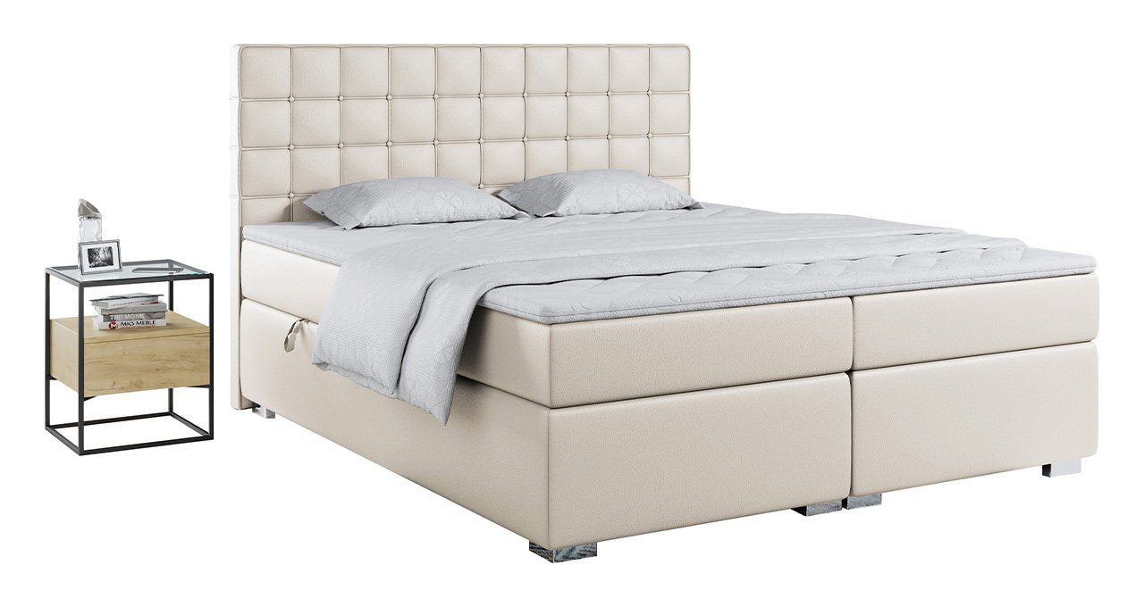 MKS MÖBEL Boxspringbett CARMEN, Multipocket-Matratze-Praktisch Polsterbett mit Kopfstütze