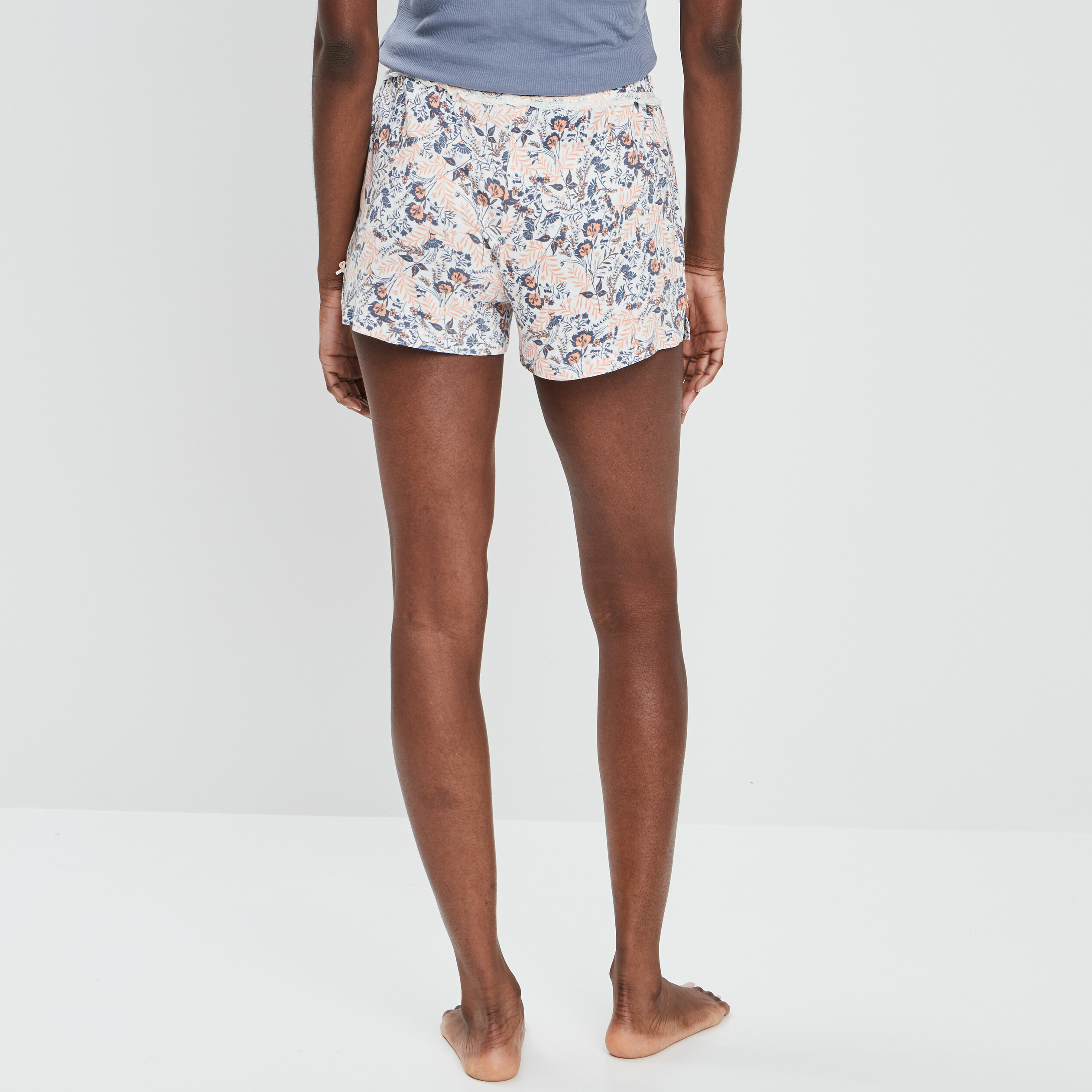 Bas de pyjama short liseré dentelle ecru femme | La Halle