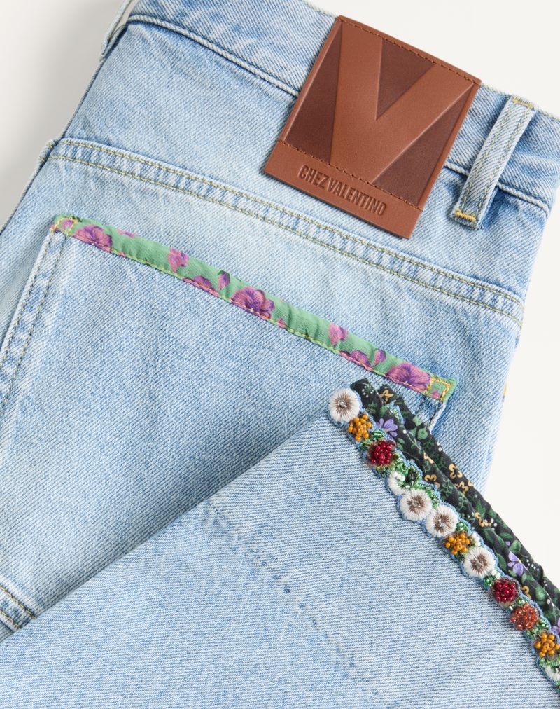 Geborduurde denim broek