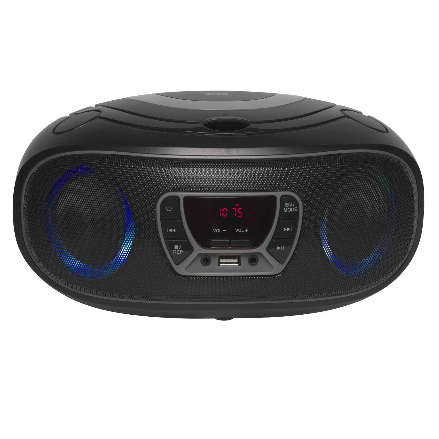 Denver TCL-212BT GREY Boombox (UKW Radio, Bluetooth, USB, AUX-IN, Kopfhörerausgang und LED Partylicht)