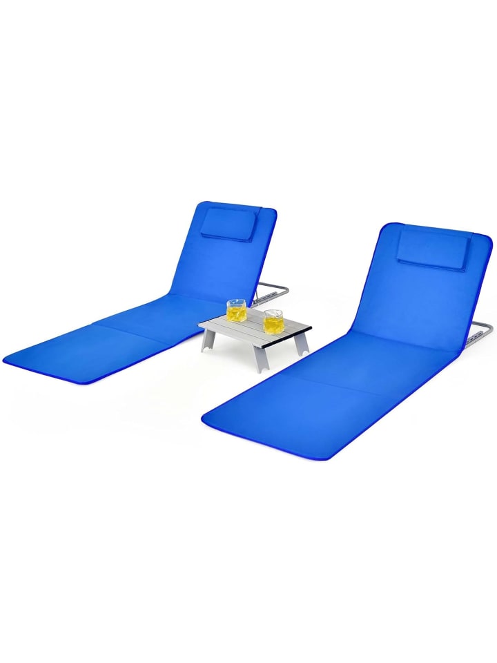 COSTWAY Strandmatte 2er Set in Blau günstig kaufen onesize