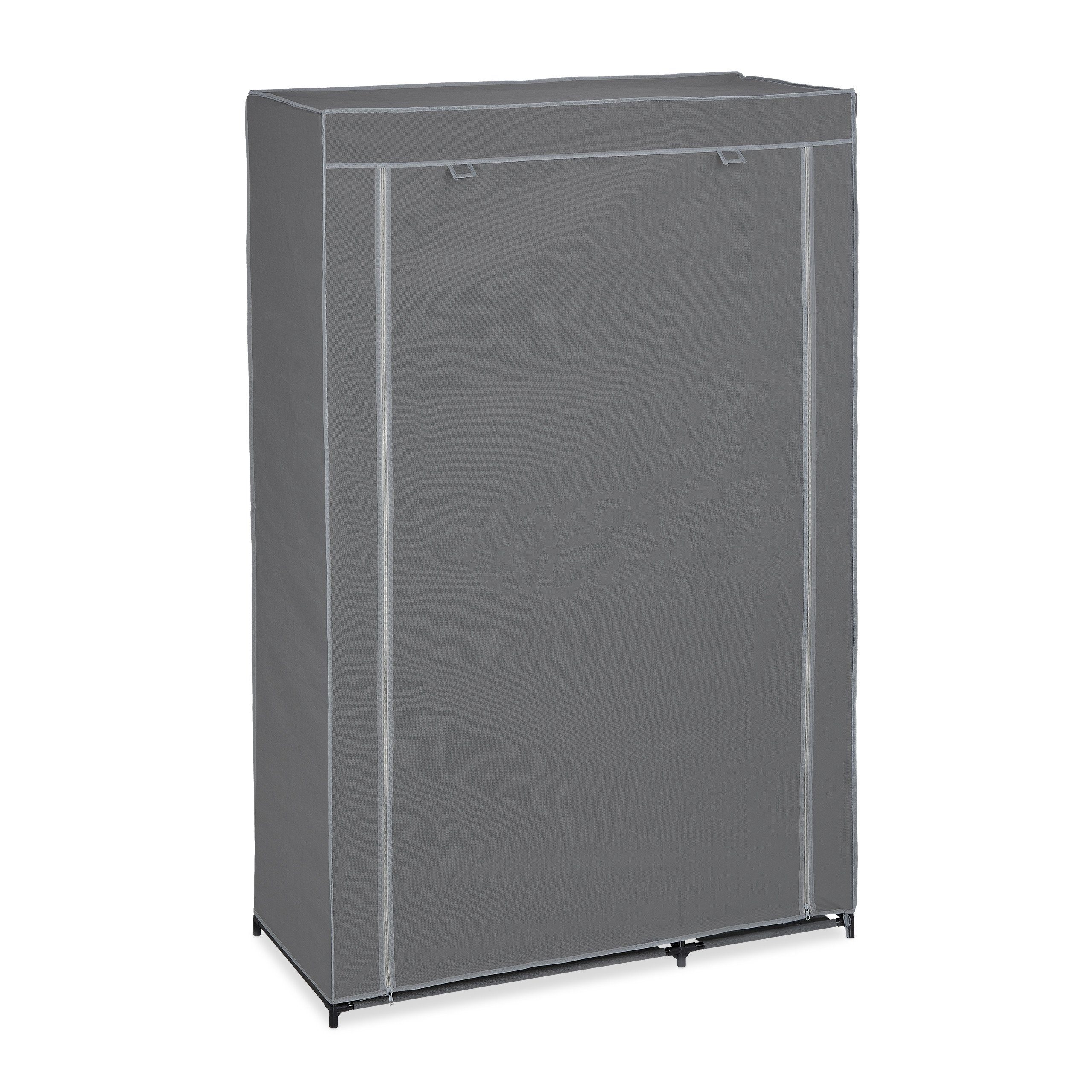 relaxdays Stoffschrank Stoffschrank mit Kleiderstange Anthrazit