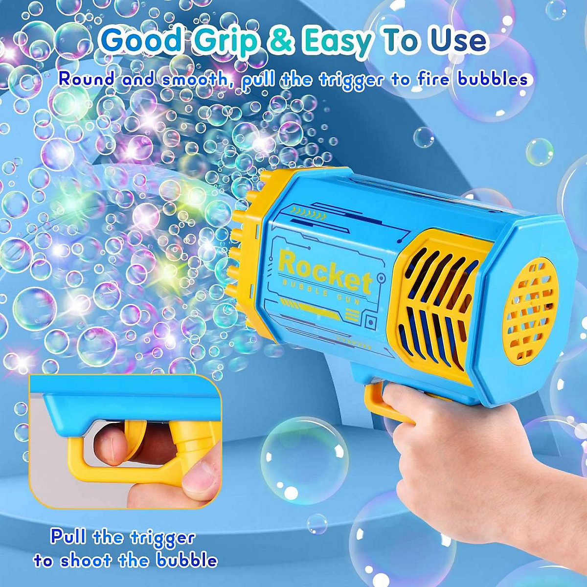 Seifenblasenmaschine Bubble Machine Elektrische Wasserpistole Outdoor Spielzeug - 69 Löcher Seifenblasen Hochzeit Toy Gun Mit Lichtern - Bubble Für Halloween Party Hochzeit Bubble 69 Loch Seifenblas