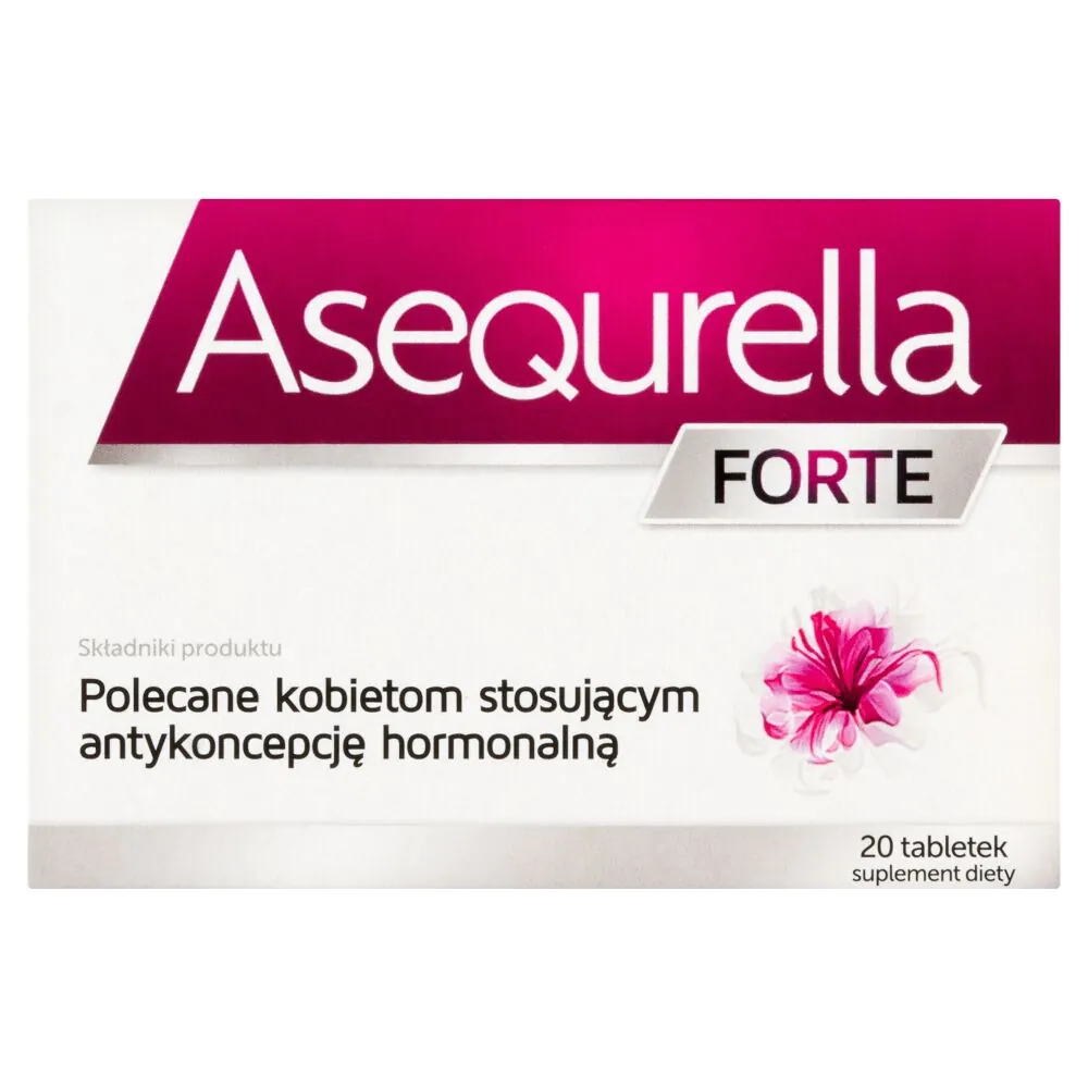 Asequrella Forte, maisto papildas, palaikantis hormonų pusiausvyrą, tabletės
