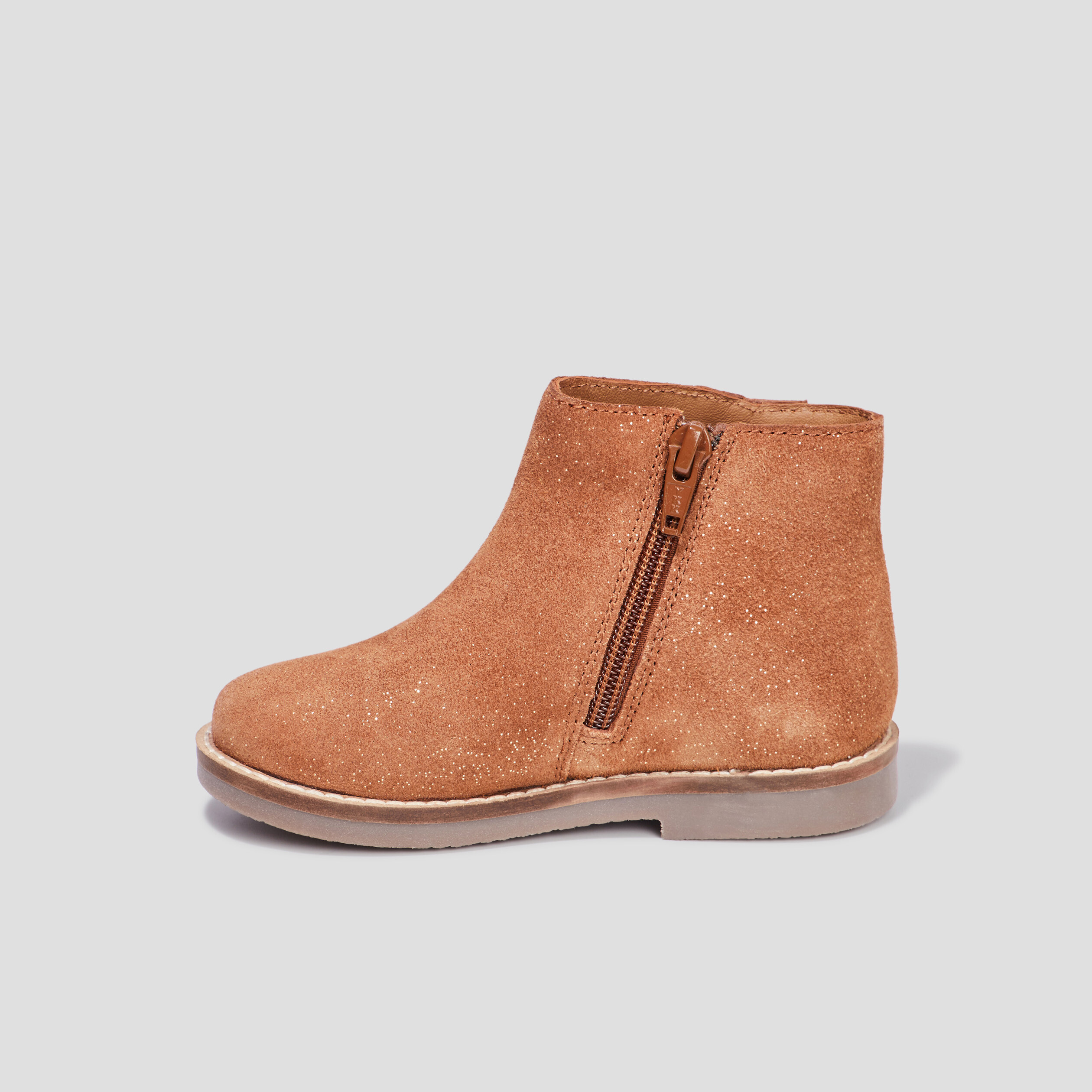 Bottines à volants en cuir camel fille | La Halle