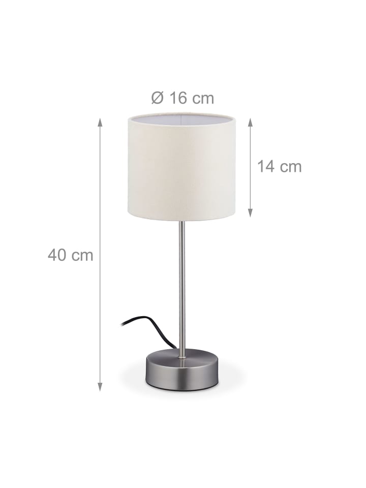 relaxdays Nachttischlampe in Silber/ Creme - (H)40 x Ø16 cm günstig kaufen onesize