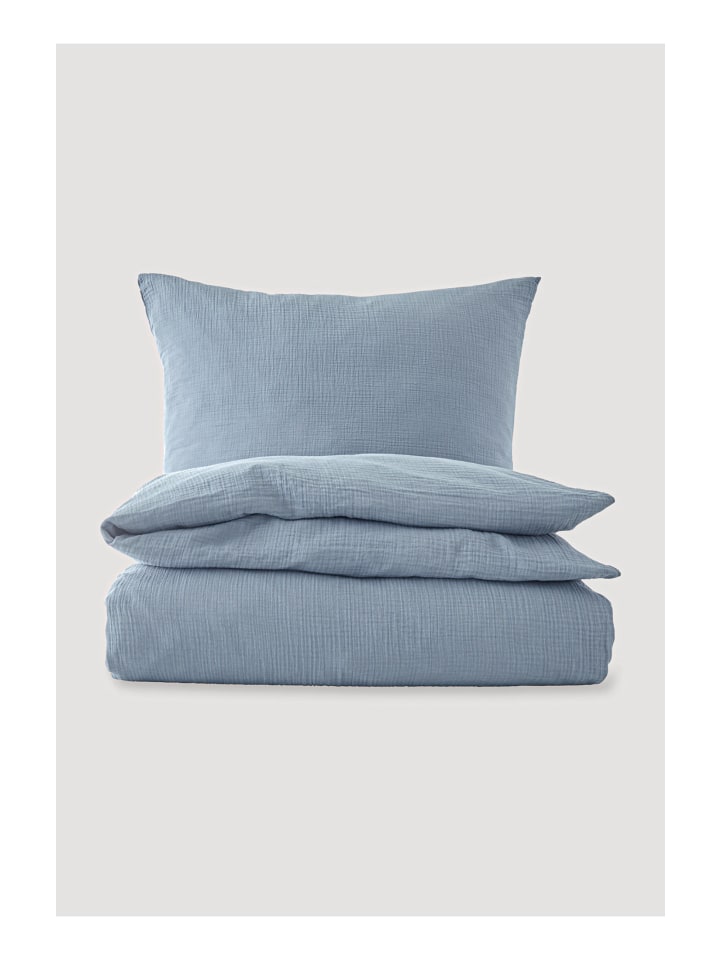 Hessnatur Bettwäsche Musselin in helles jeansblau günstig kaufen