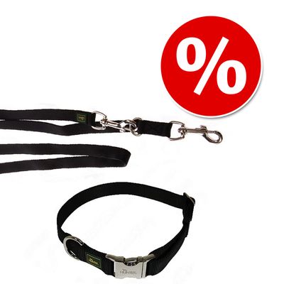 HUNTER Set: Halsband Vario Basic + Hundeleine, schwarz
