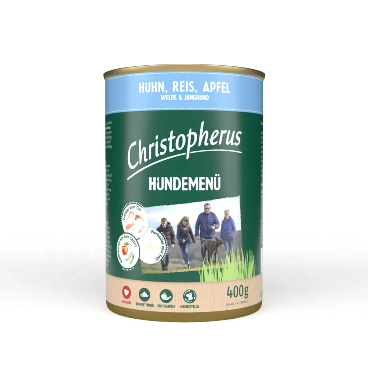 Christopherus Hundemenü Junior Huhn, Reis und Apfel bei ZooRoyal