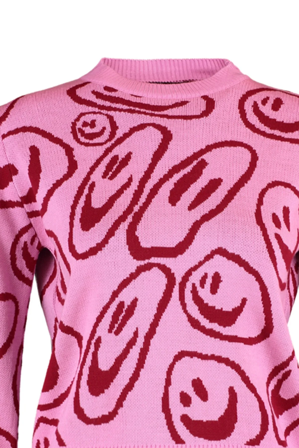 Trendyol Collection  Rosa Strickpullover mit Muster TWOAW22KZ0950