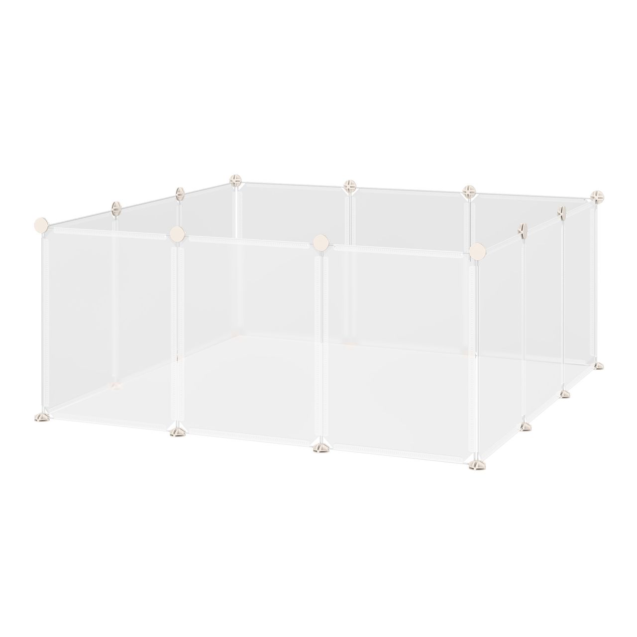 PawHut Freilaufgehege Laufgitter DIY Freigehege Gittergehege Absperrgitter Kleine Haustiere Laufstall für Innen 12 Platten Weiß Metall PP-Harz 105 x 105 x 45 cm