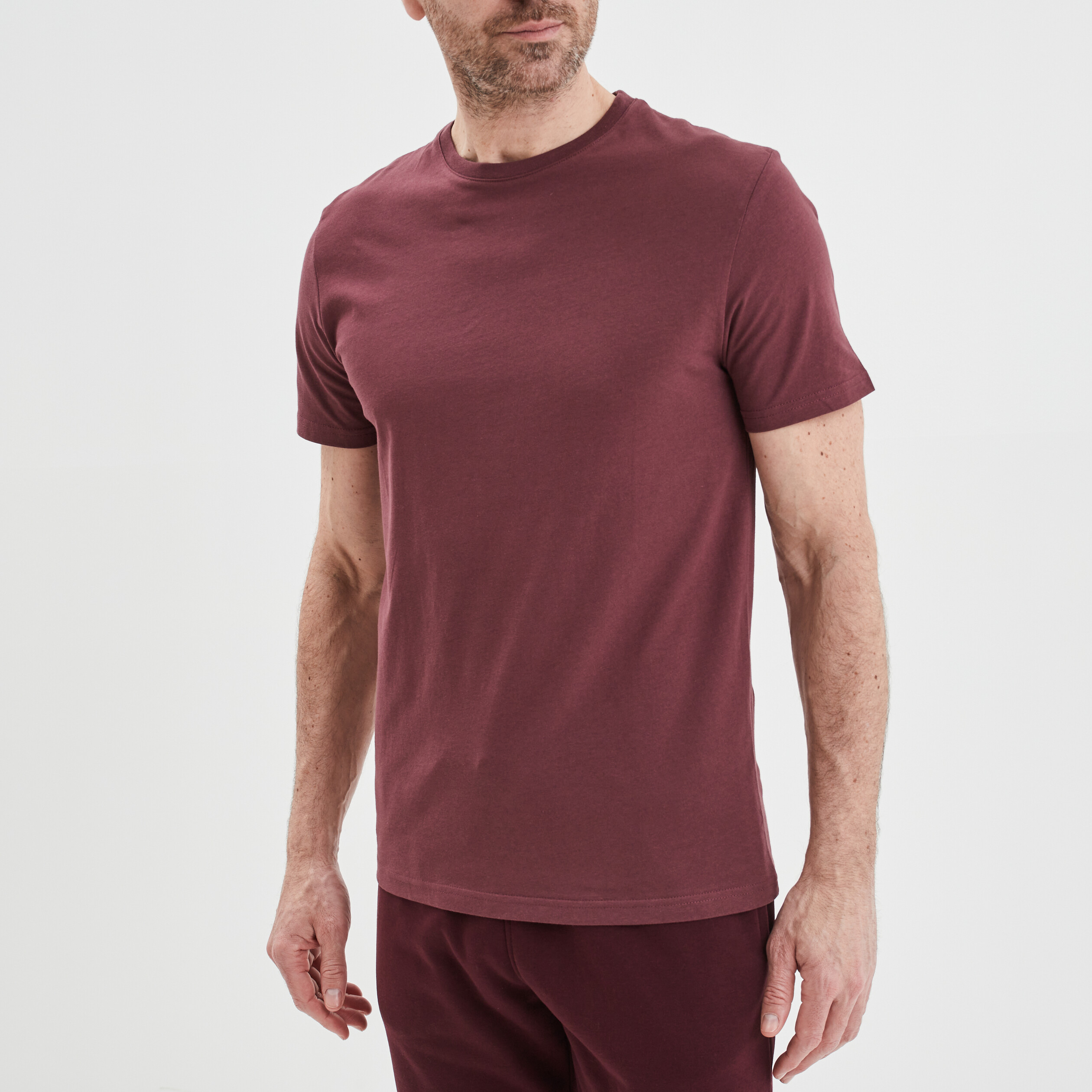 T-shirt en coton manches courtes prune homme | La Halle