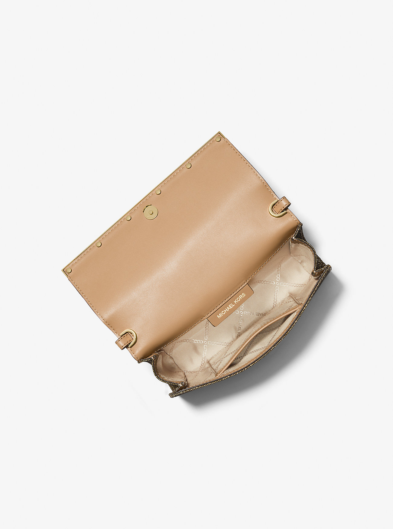 Mona Stor Glitterkjede Mesh Clutch - GULL