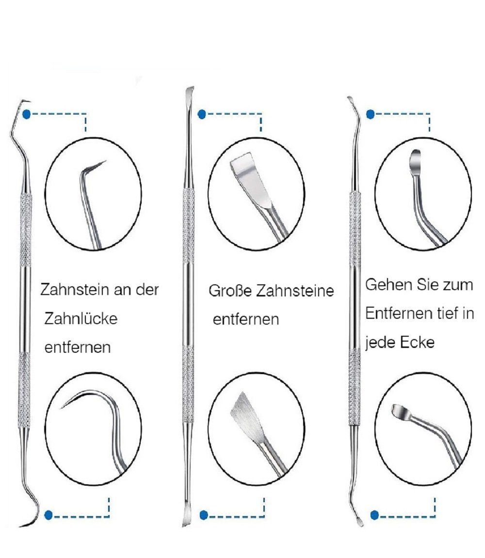 COOL-i ® Tier-Zahnpflegeset, Zahnpflege für Tiere,Edelstahl Zahnpflege Set 3 Stück