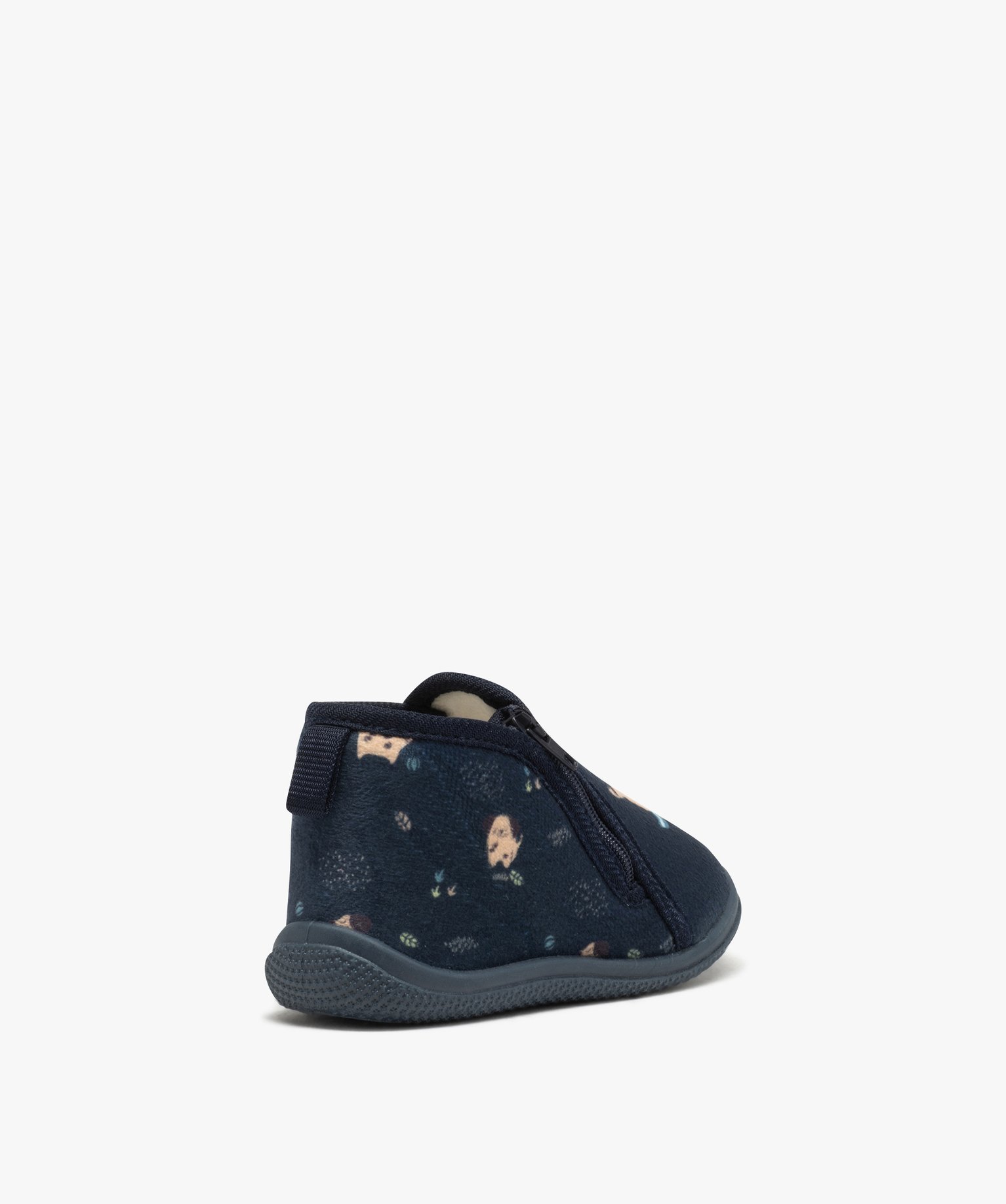Chaussons bottillons en velours fermeture zippée bébé gar... bleu | GEMO