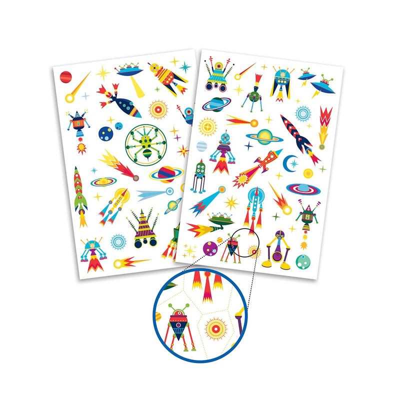 2 planches de tattoos space oddity Djeco