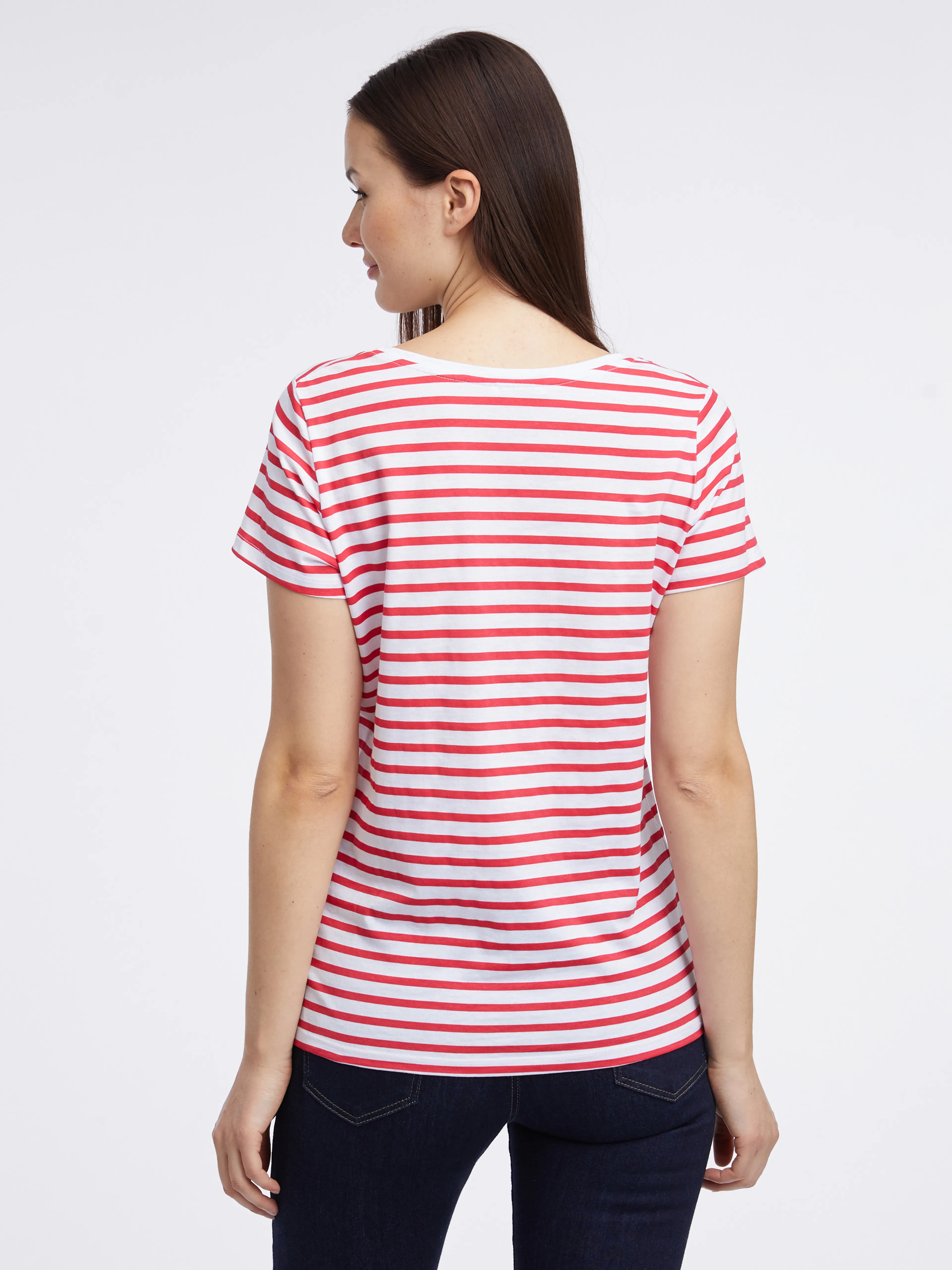 Weiß-rot gestreiftes Damen-Shirt ORSAY