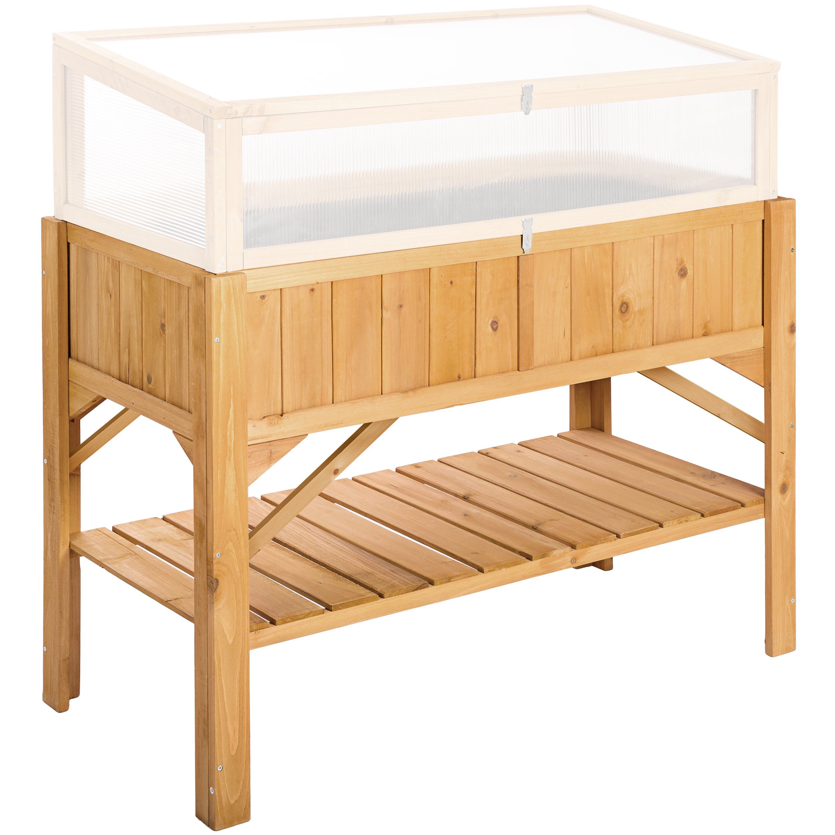 tectake Hochbeet Hochbeet mit Ablage 119x53x90cm